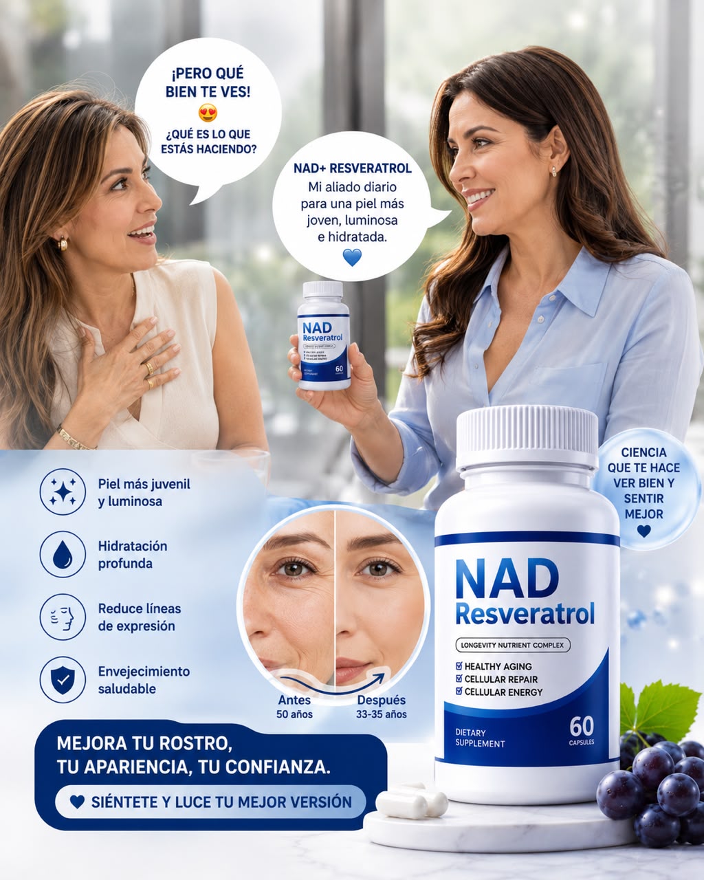 NAD + Resveratrol - Complejo Nutricional de Longevidad