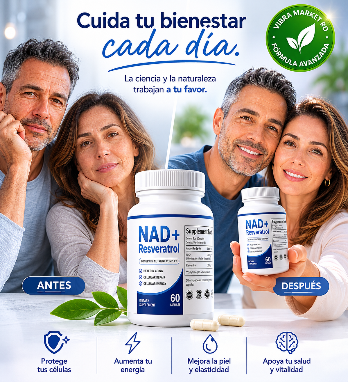 NAD + Resveratrol - Complejo Nutricional de Longevidad